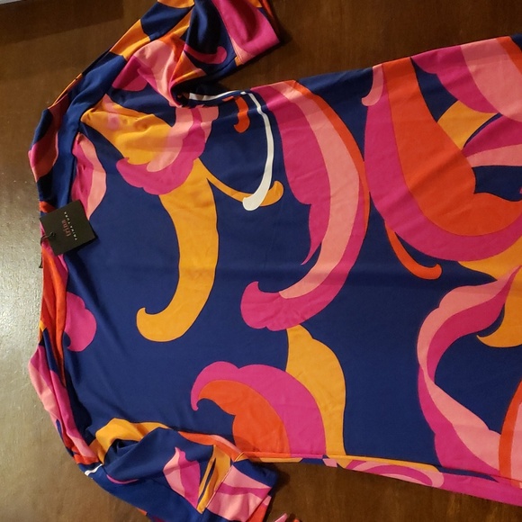 NWT Trina Turk Multi Floral Vinet Scrolling Three-quarter Sleeve Dress Small S - Picture 2 of 6